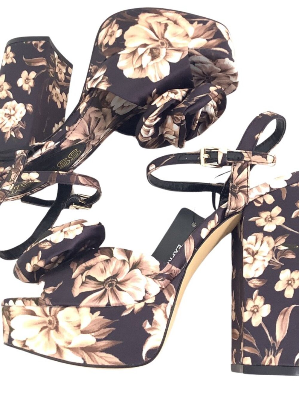 Express Deadstock Platform Heels Floral Brown-Multi Size 7